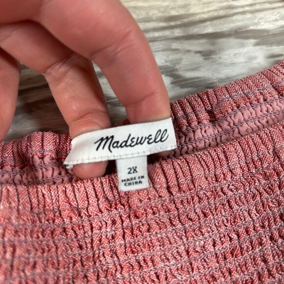 Madewell Smocked Linen-Blend Puff Sleeve Midi Dress - Size 2X - Picture 7 of 8